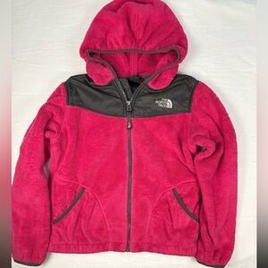 The North Face Youth Girls Pink And Black Hooded Fleece Jacket Size M (10-12)